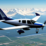 "A modern electric airplane, fully clothed passengers visible through the windows, flying over a Siberian landscape with small towns, appropriate content, safe for work, professional illustration, perfect anatomy, modest design."