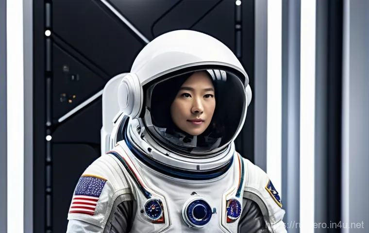 우주복 설계 및 제작 - **Prompt:** An astronaut performing intricate work on the exterior of a futuristic space station or ...
