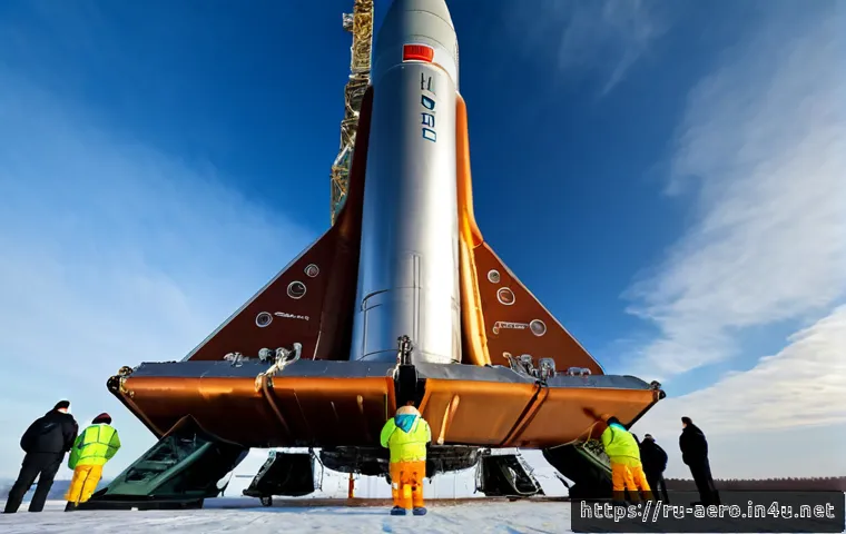 Home 15 스페이스X 스타쉽 기술 - Photorealistic close-up of a towering stainless-steel reusable heavy-lift rocket on a coastal launch...